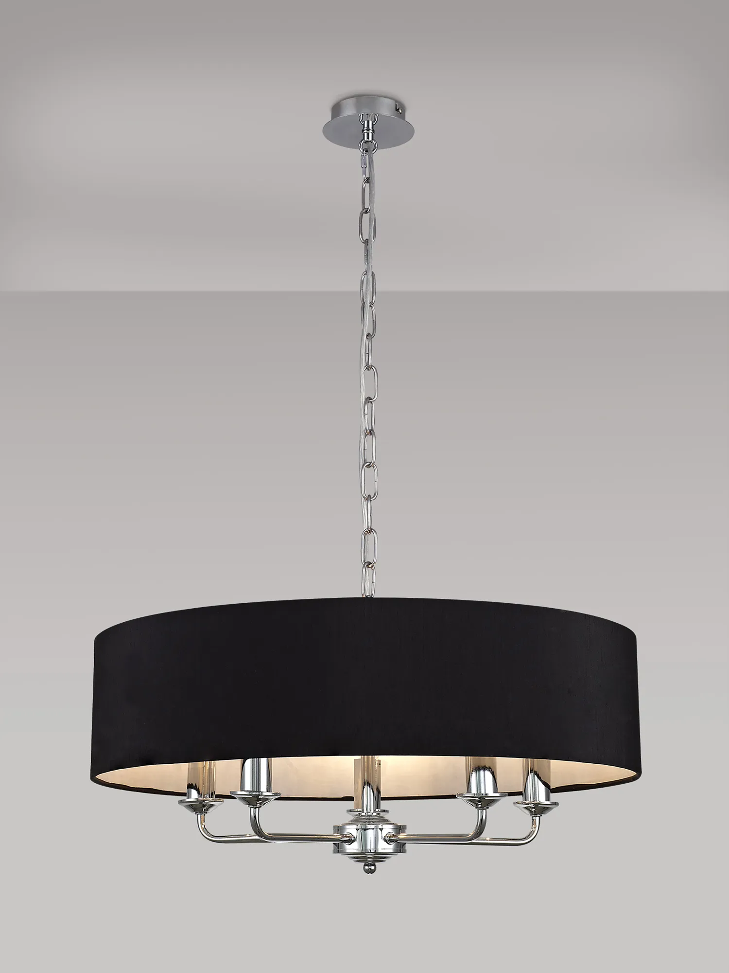 Banyan 60cm 5 Light Pendant Polished Chrome, Black DK0008  Deco Banyan CH BL